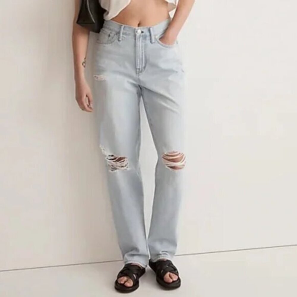 Madewell The Slouchy Boy Jean Light Wash Distressed Relaxed Fit Women's Size 29